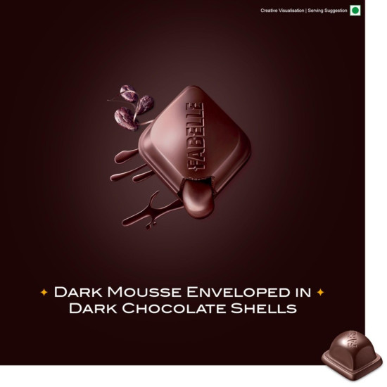 Fabelle Intense Dark - Chocolate, Large Luxury Dark Chocolate Bar with 84% Intense Dark Choco Mousse,130g