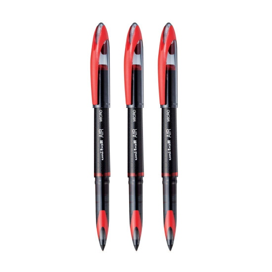 UNI-BALL Air UBA188M 0.5mm Roller Ball Pen | Red Ink, Pack of 3