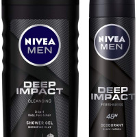 NIVEA Deodorant for Men, Deep Impact Freshness, 150ml and Shower Gel, Deep Impact Cleansing Body Wash for Men, 250ml