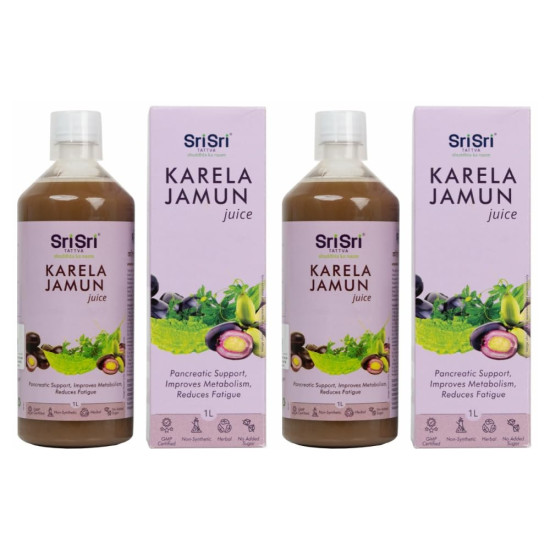 Sri Sri TATTVA shuddhta ka naam Karela Jamun Juice | Maintains Blood Sugar Levels | Reduces Bad Cholesterol | Good For Digestive Health | No Added Sugar | 1 Litre I Pack of 2