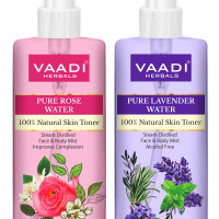 Vaadi Herbals Pvt. Ltd Pack Of 2 - Rose Water & Lavender Water - 100% Natural & Pure, 250 ml (Pack of 2)