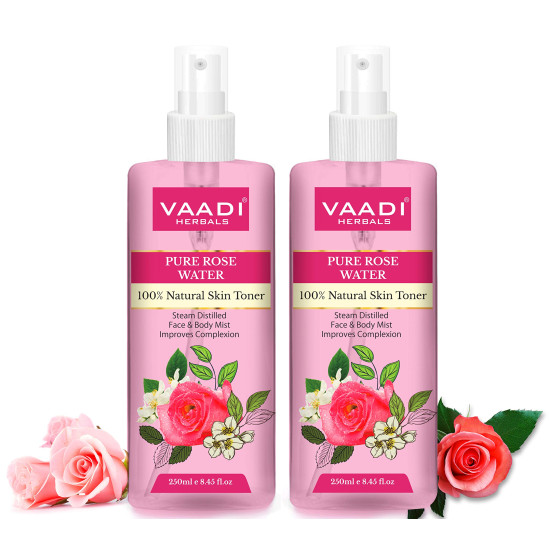 Vaadi Herbals Pvt. Ltd Pack Of 2 Rose Water - 100% Natural & Pure, 250 ml (Pack of 2)