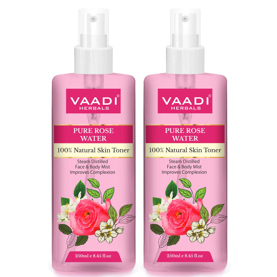 Vaadi Herbals Pvt. Ltd Pack Of 2 Rose Water - 100% Natural & Pure, 250 ml (Pack of 2)