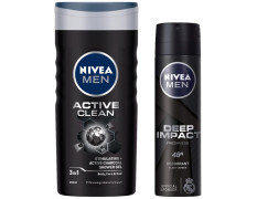 NIVEA Deodorant for Mrn, Deep Impact Freshness, 150ml and Shower Gel, Active Clean Body Wash for Men, 250ml