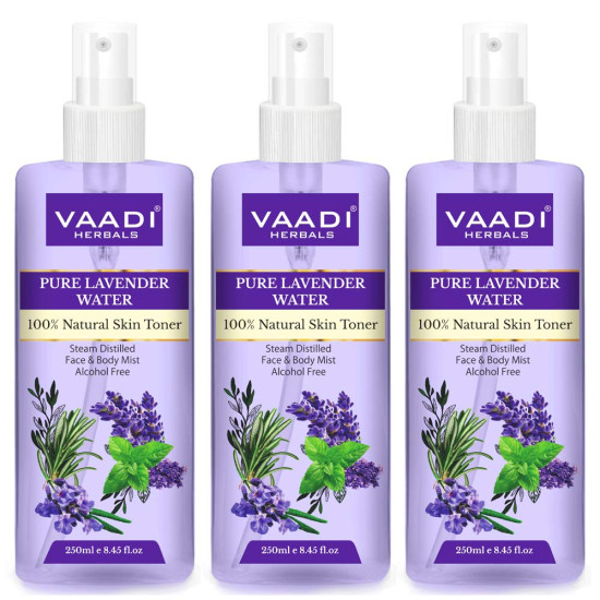 Vaadi Herbals Pvt. Ltd Pack Of 3 Lavender Water -100% Natural & Pure Skin Toner, 250 ml (Pack of 3)