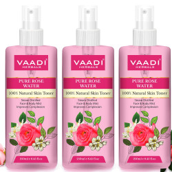 Vaadi Herbals Pvt. Ltd Pack Of 3 Rose Water - 100% Natural & Pure, 250 ml (Pack of 3)