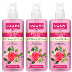 Vaadi Herbals Pvt. Ltd Pack Of 3 Rose Water - 100% Natural & Pure, 250 ml (Pack of 3)