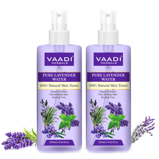 Vaadi Herbals Pvt. Ltd Pack Of 2 Lavender Water -100% Natural & Pure Skin Toner, 250 ml (Pack of 2)