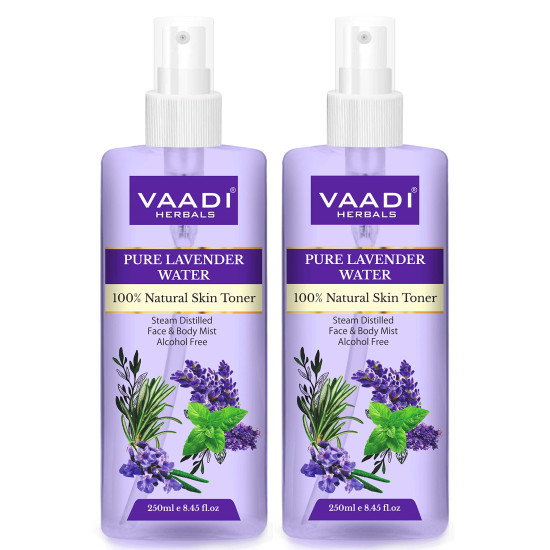 Vaadi Herbals Pvt. Ltd Pack Of 2 Lavender Water -100% Natural & Pure Skin Toner, 250 ml (Pack of 2)