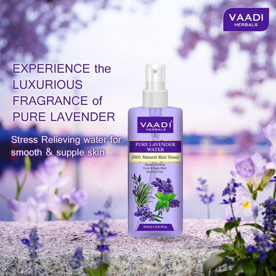 Vaadi Herbals Pvt. Ltd Pack Of 2 Lavender Water -100% Natural & Pure Skin Toner, 250 ml (Pack of 2)