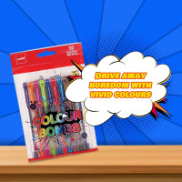 Cello Colour Bombs coloured ink Gel pens - Pack of 10 (Assorted) | 10 vivid ink colours | Ideal for art, project work, journal work, presentations