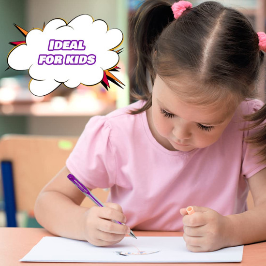 Cello Colour Bombs coloured ink Gel pens - Pack of 10 (Assorted) | 10 vivid ink colours | Ideal for art, project work, journal work, presentations