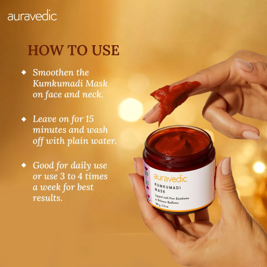 Auravedic Kumkumadhi Face Mask Kumkumadi Tailam Detan Pack Skin Brightening Tan Removal Face Pack For Women Men 100g Kumkumadi Oil Ubtan Detan Face Mask for women skin care brightening