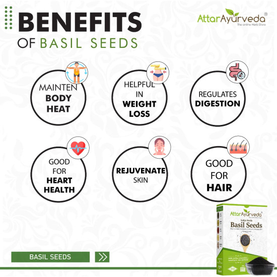 Attar Ayurveda Sabja Basil Seeds - 500 gm (Reduces Body Heat)