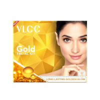 VLCC Gold Facial Kit, Bright & Glowing Skin - 60g and VLCC Insta Glow Gold Bleach - 30g | For Instant Fairness & Glowing Skin with Gold, and Turmeric