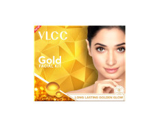 VLCC Gold Facial Kit, Bright & Glowing Skin - 60g and VLCC Insta Glow Gold Bleach - 30g | For Instant Fairness & Glowing Skin with Gold, and Turmeric