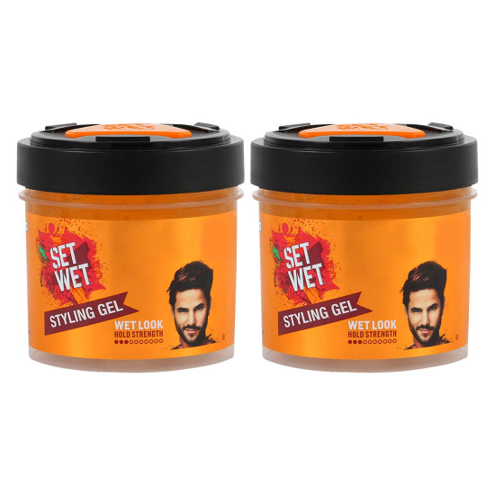 Set Wet Daily Hair Styling Gel for Men Wet Look, Alcohol Free, Pro Vitamin B5, Light Hold & Shine, Jar 250ml (pack of 2)