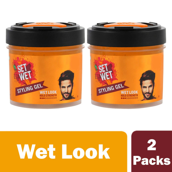 Set Wet Daily Hair Styling Gel for Men Wet Look, Alcohol Free, Pro Vitamin B5, Light Hold & Shine, Jar 250ml (pack of 2)