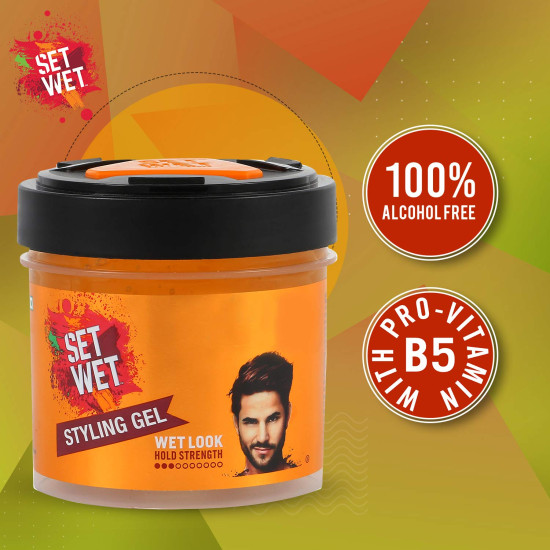 Set Wet Daily Hair Styling Gel for Men Wet Look, Alcohol Free, Pro Vitamin B5, Light Hold & Shine, Jar 250ml (pack of 2)