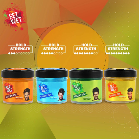 Set Wet Daily Hair Styling Gel for Men Wet Look, Alcohol Free, Pro Vitamin B5, Light Hold & Shine, Jar 250ml (pack of 2)