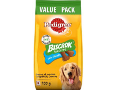 Pedigree Biscrok Biscuits (Above 4 Months) Dog Treats, Chicken Flavour, 900 g, Source of Calcium, Goodness of 15% Protein