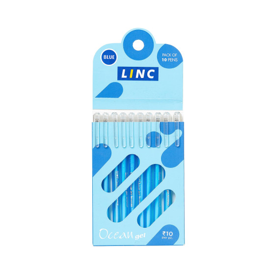 Linc Ocean Classic 0.55 mm Gel Pen | Blue Ink Pack Of 10