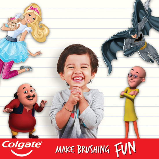 Colgate Kids Oral Care Variety Pack (for 6+ Years) – Motu-Patlu and Batman (Bubble Fruit) Toothpaste, 80g each with Batman Toothbrush, 1pc