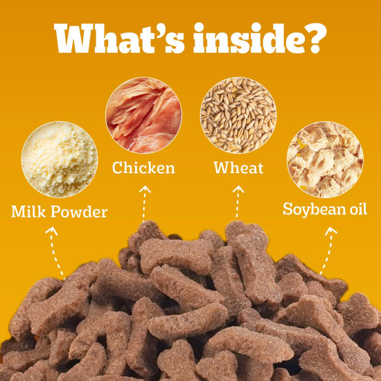 Pedigree Biscrok Biscuits (Above 4 Months) Dog Treats, Chicken with Milk Flavour, 500 g, Source of Calcium, Goodness of 15% Protein