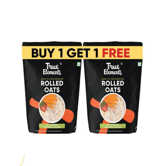 True Elements Rolled Oats 2kg offer pack - 1 month family pack | Wholegrain, High Fibre, High Protein Oats | Keeps You Fuller Longer | 10 years of serving dust free jumbo rolled oats True Elements Rolled Oats 2kg offer pack - 1 month family pack | Wholegrain, High Fibre, High Protein Oats | Keeps You Fuller Longer | 10 years of serving dust free jumbo rolled oats