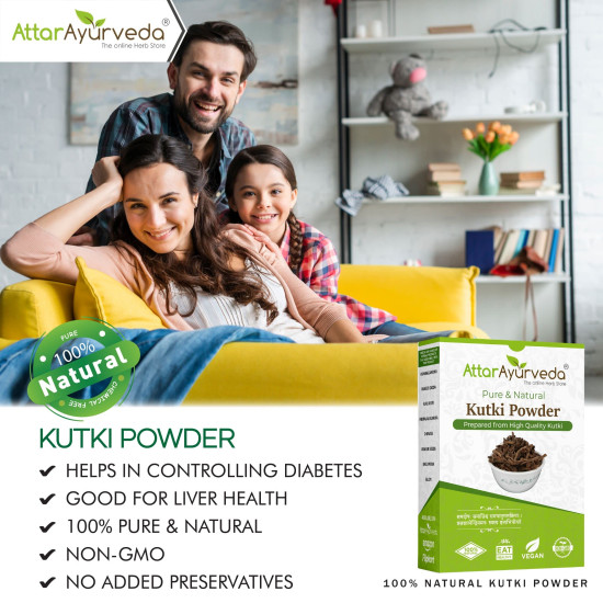 Attar Ayurveda Kutki Powder 100 gm - For Liver support, Detox, Blood sugar management | 100% Pure and Natural