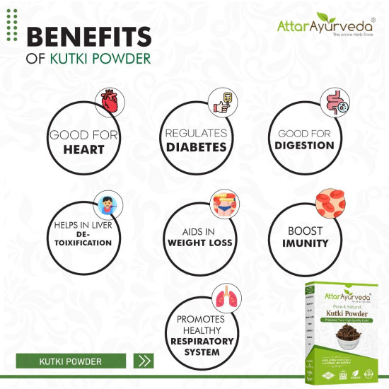 Attar Ayurveda Kutki Powder 100 gm - For Liver support, Detox, Blood sugar management | 100% Pure and Natural