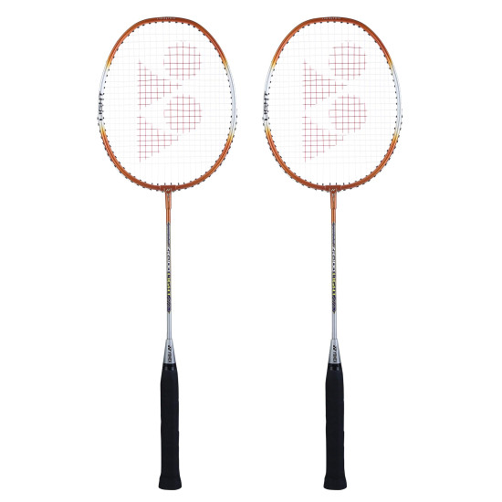 YONEX ZR 100 Light Aluminium Badminton Racquet with Full Cover, (Orange, Made in India) Set of 2