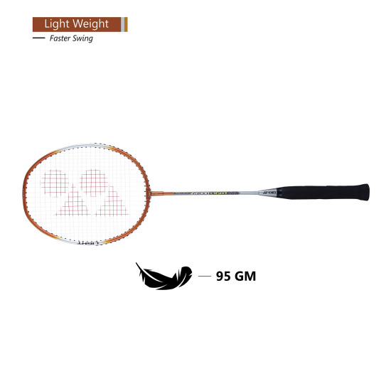 YONEX ZR 100 Light Aluminium Badminton Racquet with Full Cover, (Orange, Made in India) Set of 2