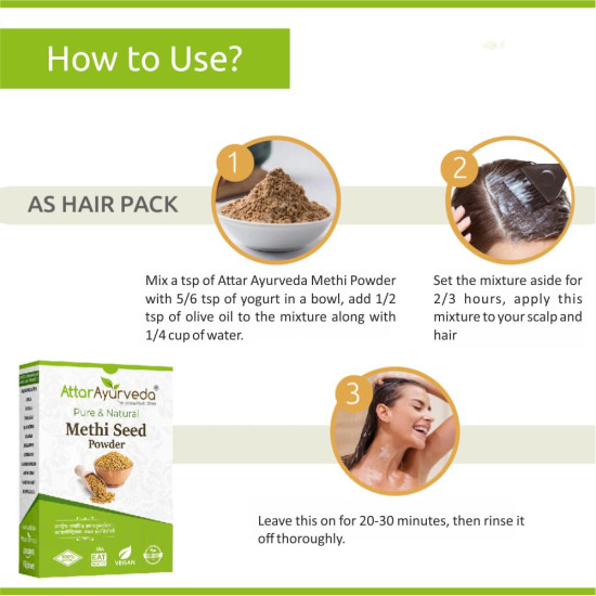 Attar Ayurveda Methi Seed Powder For Hair Growth - 200 g | Fenugreek Powder