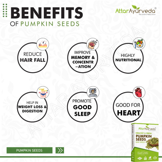 Attar Ayurveda Raw Pumpkin Seeds for Eating (250 Grams) | Protein and Fiber Rich Superfood | Unsalted, unroasted