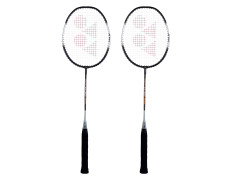 YONEX ZR 100 Light Aluminium Badminton Racquet with Full Cover (Black/Black) Set of 2