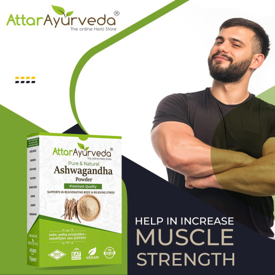 Attar Ayurveda Ashwagandha powder (250g) | Withania Somnifera | Helps fight anxiety and Stress and Improving vigor and vitality