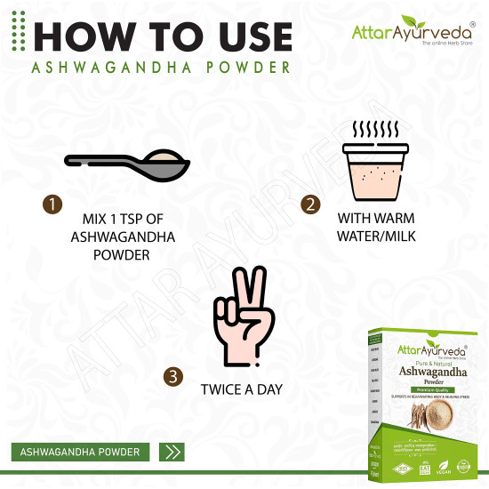 Attar Ayurveda Ashwagandha powder (250g) | Withania Somnifera | Helps fight anxiety and Stress and Improving vigor and vitality