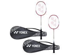 YONEX ZR 100 Light Aluminium Blend Badminton Racquet with Full Cover (Red/Red) - Set of 2