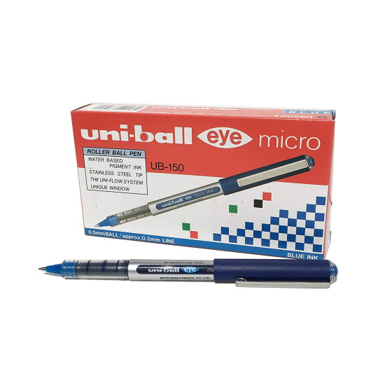 uni-ball Eye UB150 0.5mm Roller Ball Pen | Black Ink, Pack of 6