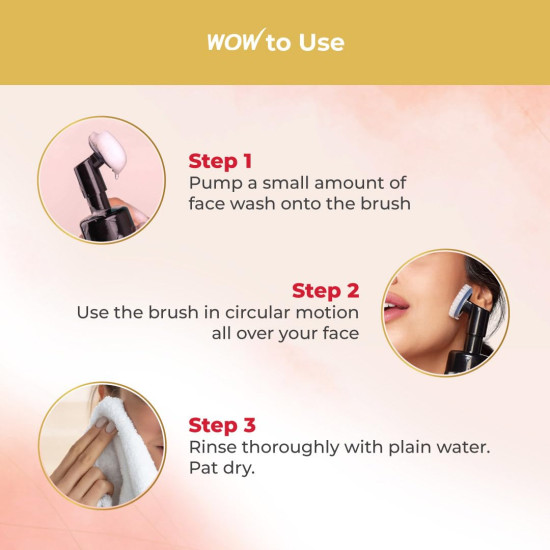 WOW Skin Science Apple Cider Vinegar Foaming Face Wash - No Parabens, Sulphate & Silicones (with built-in brush)