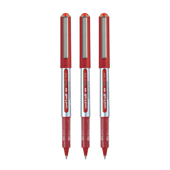 uni-ball Eye UB150 0.5mm Roller Ball Pen | Red Ink, Pack of 3