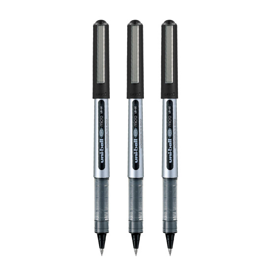 uni-ball Eye UB150 0.5mm Roller Ball Pen | Black Ink, Pack of 3