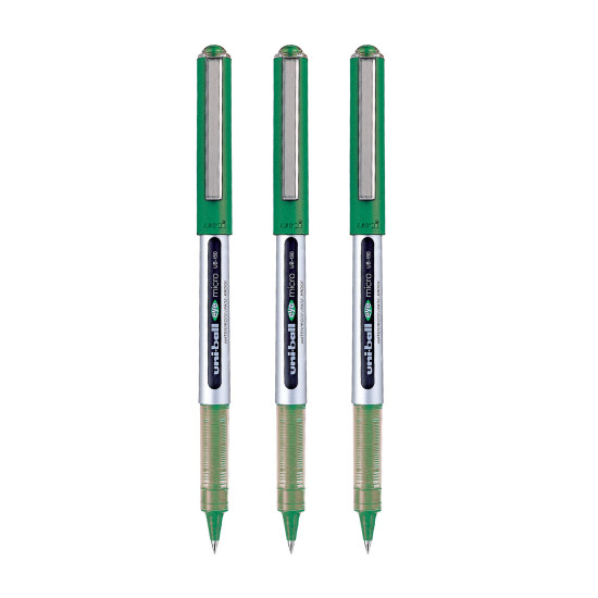 uni-ball Eye UB150 0.5mm Roller Ball Pen | Green Ink, Pack of 3