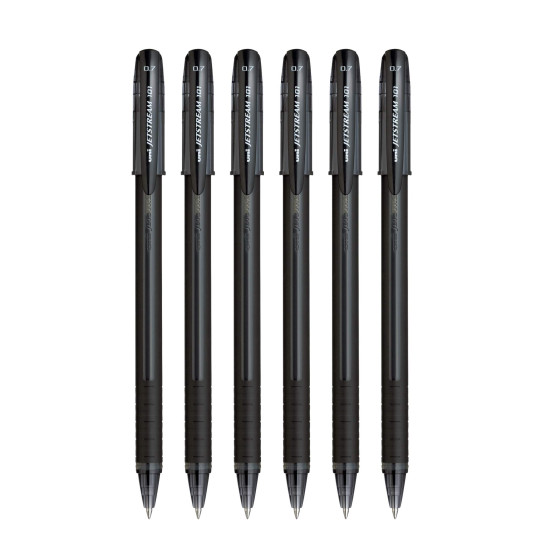 uni-ball Jetstream SX-101 0.7mm Roller Ball Pen | Black Ink, Pack of 6