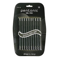 Pentonic 0.6 mm Gel Pen Blister Pack | Black Body | Black Ink | Set of 10