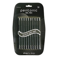 Pentonic 0.6 mm Gel Pen Blister Pack | Black Body | Black Ink | Set of 10