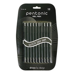 Pentonic 0.6 mm Gel Pen Blister Pack | Black Body | Black Ink | Set of 10
