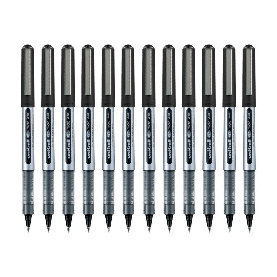 uni-ball Eye UB150 0.5mm Roller Ball Pen | Black Ink, Pack of 12