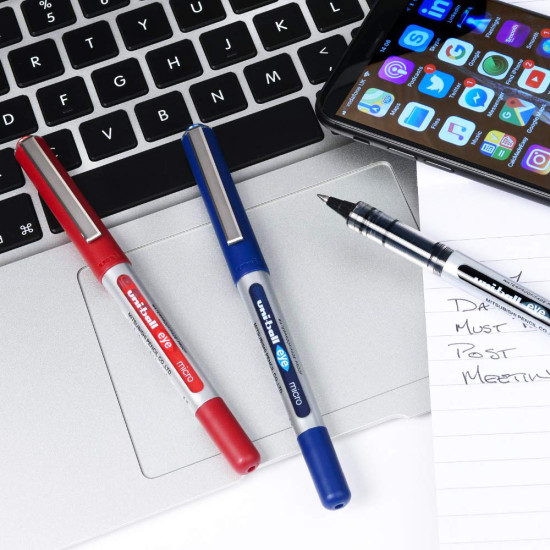 uni-ball Eye UB150 0.5mm Roller Ball Pen | Black Ink, Pack of 12